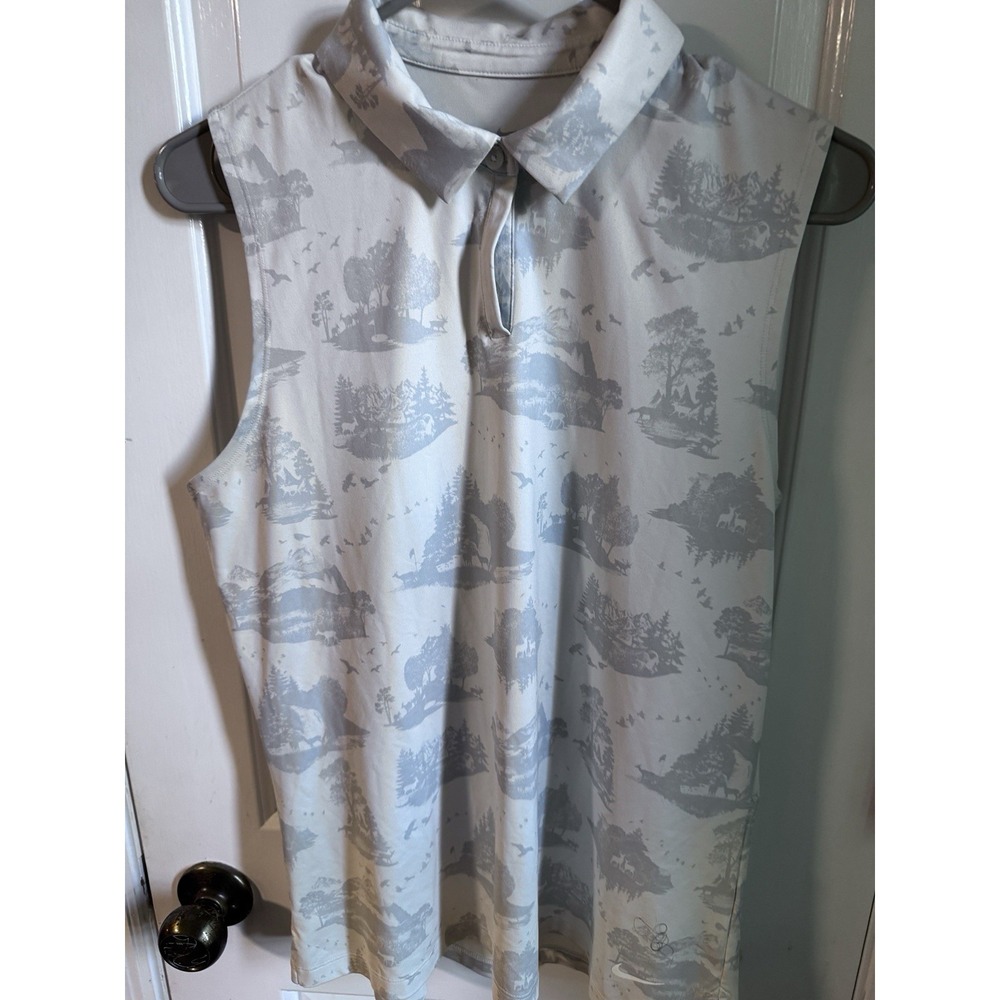 Nike Dri-Fit Sleeveless Performance Golf Polo  Print Nature Women's Medium White